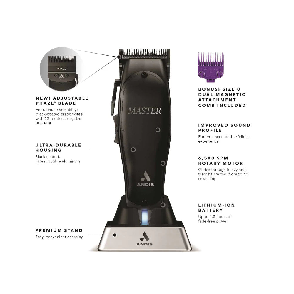 ANDIS MASTER CORDLESS CLIPPER BLACK LABEL EDITION W/ PHAZE BLADE MLC (561895) Sale price