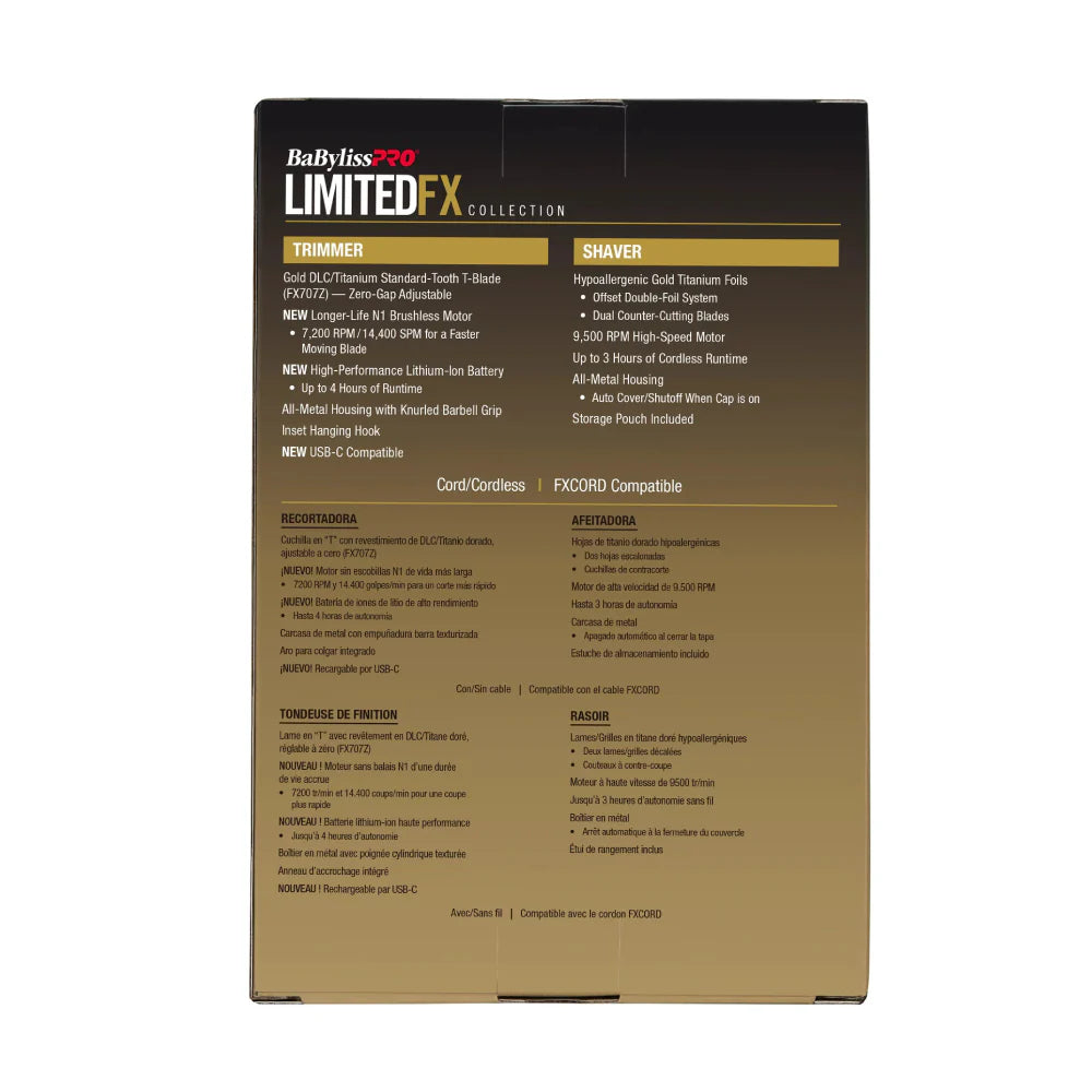 BABYLISS PRO LIMITEDFX GOLD TRIMMER & DOUBLE FOIL SHAVER PREPACK (FXDUOFS2TG)