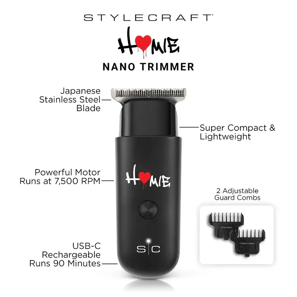 STYLECRAFT HOMIE USB-C RECHARGEABLE MINI HAIR TRIMMER (SC415B)