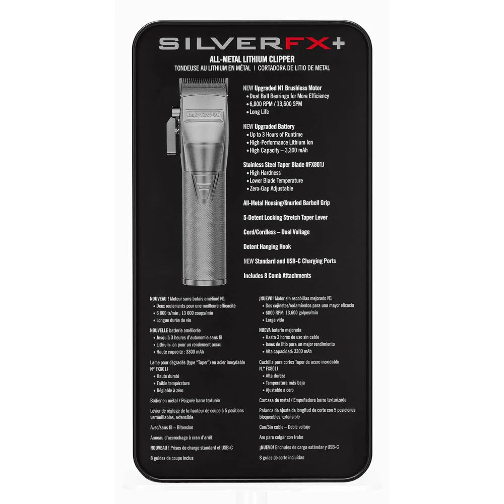 BABYLISS PRO FX+ UPGRADED ALL-METAL LITHIUM CLIPPER + UPGRADED FX+ OUTLINING CORDLESS TRIMMER + DOUBLE FOIL SHAVER (COMBO) (GOLD / SILVER / ROSE)