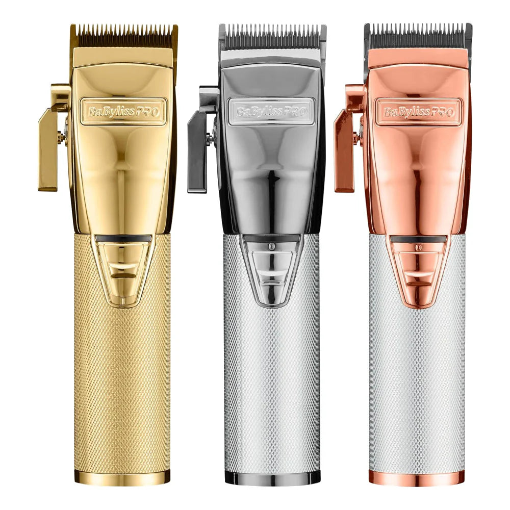 BABYLISS PRO FX+ UPGRADED ALL-METAL LITHIUM CLIPPER + UPGRADED FX+ OUTLINING CORDLESS TRIMMER + DOUBLE FOIL SHAVER (COMBO) (GOLD / SILVER / ROSE)