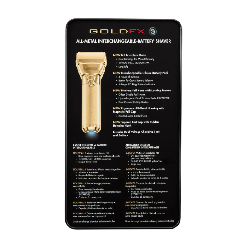 BABYLISS PRO FXONE GOLDFX CORDLESS CLIPPER + FXONE GOLDFX TRIMMER + FXONE GOLDFX SHAVER (COMBO) (#FX899G + # FX799G + #FXFX79FSG)